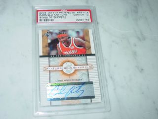 Carmelo Anthony 2003 - 04 Upper Deck Tp " Signs Of Success " Rc Auto Psa 10