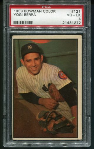 1953 Bowman Color Yogi Berra 121 Psa 4 Hof York Yankees Baseball Card