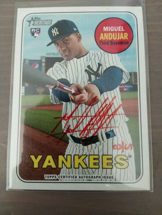 Miguel Andujar 2018 Topps Heritage Red Ink Rookie Card Rc Auto Autograph 03/69