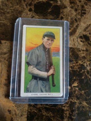 1909 - 11 T206 Johnny Evers Chicago On Shirt With Bat Sweet Caporal Cubs