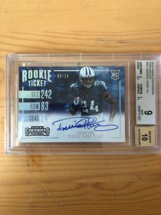 2016 Panini Contenders Derrick Henry Cracked Ice Rookie Auto /24 Bgs 9/10 Titans