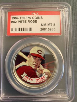 1964 Topps Coins 82 Pete Rose Psa 8 Nm - Mt