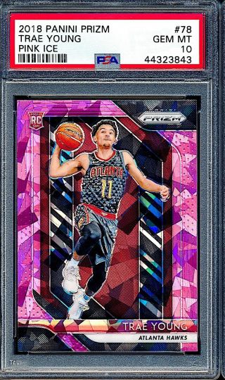 2018 - 19 Panini Prizm Pink Ice Trae Young Rookie Rc 78 Psa 10 Gem