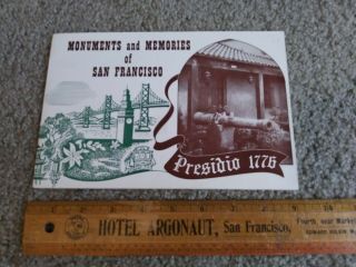 1956 Monuments and Memories of San Francisco The Presidio Booklet 33pgs w/ MAP 2