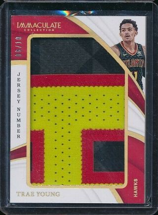 2018 Panini Immaculate Trae Young Rc Rookie Jersey Number Jumbo Patch 6/10
