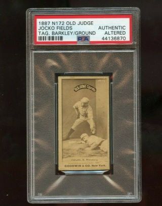 1887 N172 Old Judge Jocko Fields Tagging Barkley Ground Psa Authentic Altered