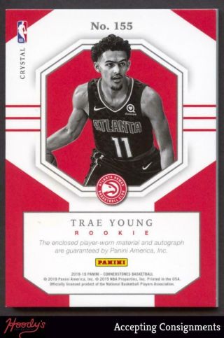 2018 - 19 Cornerstones Crystal Trae Young RC 70/75 PATCH AUTO Autograph ROOKIE 2