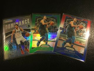 2019 - 20 Panini Prizm Luka Doncic 75 Green,  Red/white/blue & Silver Dominance 20