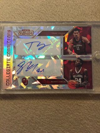 Trae Young Buddy Hield Dual Auto Cracked Ice Numbered /23 Rare Sick Card