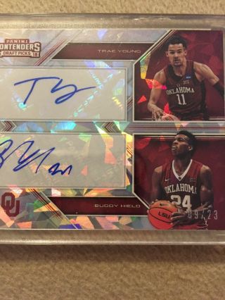 Trae Young Buddy Hield Dual Auto Cracked Ice Numbered /23 Rare Sick Card 3
