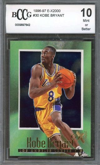 Kobe Bryant Rookie Card 1996 - 97 E - X2000 30 Los Angeles Lakers Bgs Bccg 10