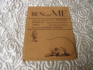 Vintage 1939 First Edition Book Ben And Me Life Of Benjamin By Robert Lawson Hc