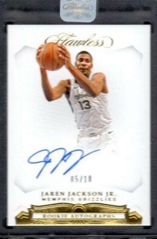 2018 - 19 Flawless Rookie Autographs Jaren Jackson Jr.  Rc Auto 5/10 Grizzlies