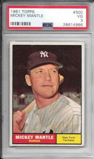 Mickey Mantle 1961 Topps Psa 3 Nicely Centered/beauty All Mantles Rising