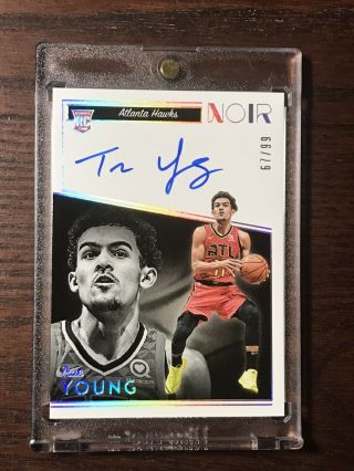 2018 - 19 Panini Noir Trae Young Rc Auto /99 On Card Signature Gradable