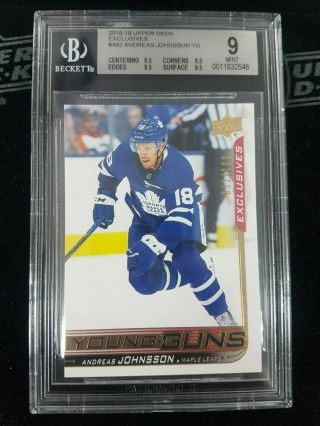 2018 2018 - 19 Upper Deck Andreas Johnsson Young Guns Exclusives /100 Bgs 9 492