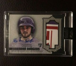 2019 Topps Dynasty Brendan Rodgers 3 Color Patch Rookie Card Auto /5