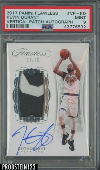 2017 - 18 Flawless Kevin Durant Warriors Game Patch Auto /25 Psa 9