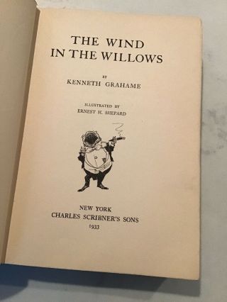 Wind In The Willows Kenneth Grahame,  Ernest Shepard Illustrations 1933 Scribner