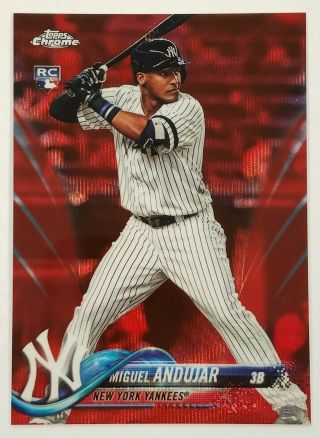 Miguel Andujar 2018 Topps Chrome Red Wave Refractor Rookie 4/5 Rc Yankees Nyy