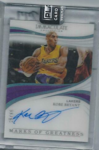 Kobe Bryant 2018 - 19 Immaculate Marks Of Greatness On Card Auto 25/99 Lakers