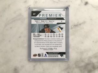 2018 - 19 Upper Deck Premier Blue MARIO LEMIEUX On - Card Auto /3 2