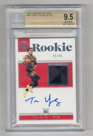 Trae Young 2018 - 19 Panini Encased Patch Auto Rc 45/99 Bgs 9.  5 10 Gem