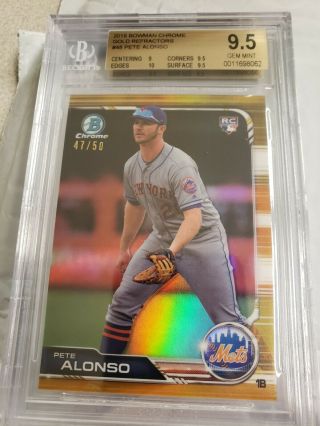 2019 Bowman Chrome Pete Alonso Gold Refractor 47/50 Rc Bgs 9.  5