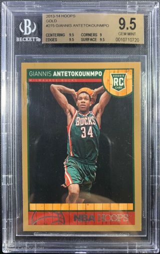 Giannis Antetokounmpo 2013 - 14 Panini Hoops Gold Rc Rookie Sp 275 Bgs 9.  5 Gem