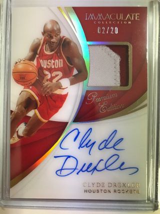 Clyde Drexler /20 2019 Panini Immaculate Acetate Premier Auto Patch