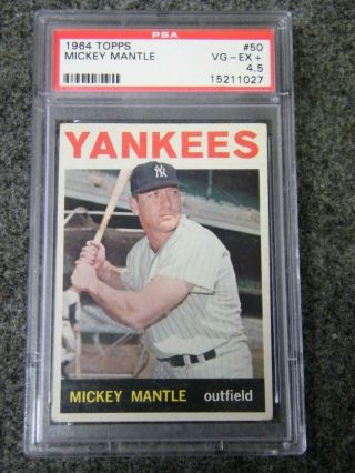 1964 Topps 50 Mickey Mantle Yankees Psa 4.  5 Vg - Ex,  Fast Ship