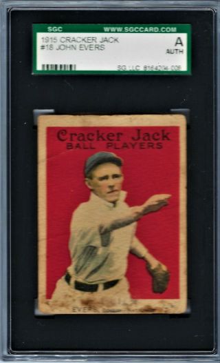 1915 Cracker Jack Johnny Evers 18 Card Graded Sgc A