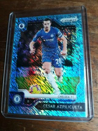 Panini Prizm Premier League Blue Shimmer Cesar Azpilicueta Chelsea Spain 5/8 Hit