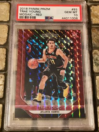 2018 - 19 Panini Mosaic Prizm 93 Red Trae Young Rookie Rc Psa 10 Gem