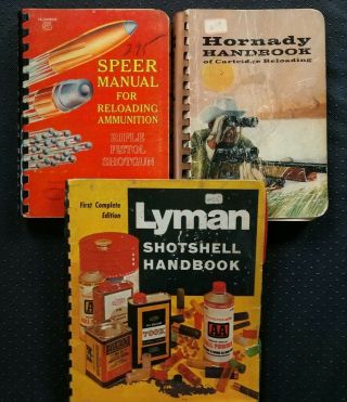 Vintage Ammunition Reloading Gun Books (3) Speer,  Hornady,  Lyman 1960s