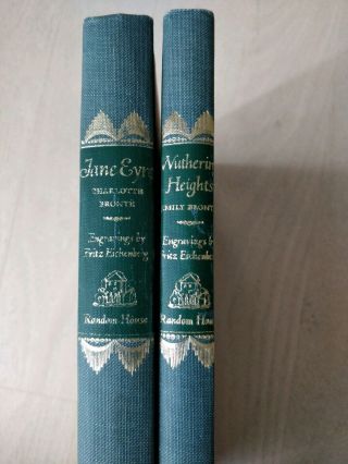 1943 set of 2 Jane Eyre & Wuthering Heights by Bronte wood engravings Eichenberg 2
