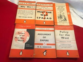 6 X Vintage Penguin Books Inc 1st Editions 1943,  1951,  1940 & 1957 Why War,  Etc