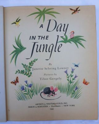 Vintage Little Golden Book A DAY IN THE JUNGLE - 1943 1st 2