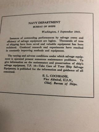 WW II Take Care Of Your Ship Salvage Equipment 1945 Navy 2
