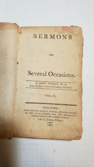 1806 Sermons On Several Occasions By John Wesley.  Volume Vi.  Leather.  Hardcover