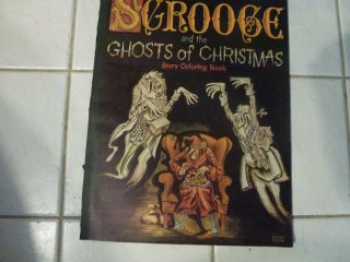 Vintage Oversized Scrooge And The Ghosts Of Christmas Story Coloring Book 22x17 "