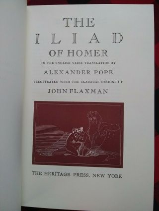 The Iliad Of Homer English Verse Translation Alexander Pope Heritage Press 1943
