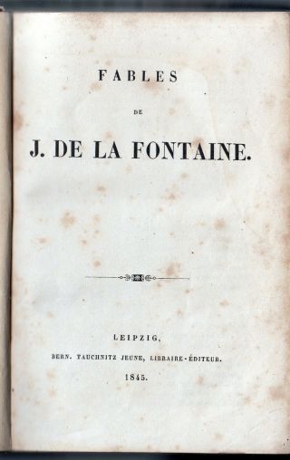 Fables De J.  De La Fontaine (hardback,  1845)