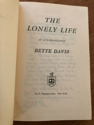 Bette Davis - The Lonely Life By Bette Davis 1962,