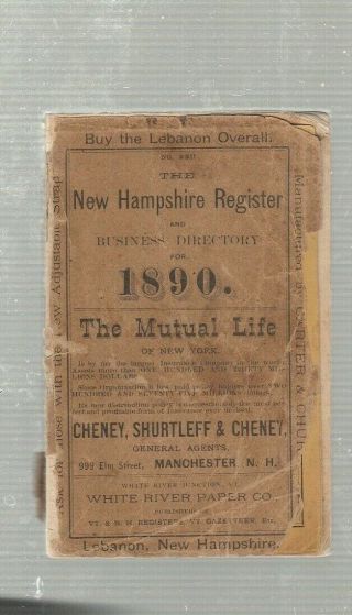 1890 Hampshire Register & Bsiness Directory/ Pocket Sized