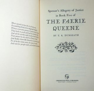 SPENSER ' S ALLEGORY OF JUSTICE IN BOOK FIVE OF THE FAERIE QUEEN BY T.  K.  DUNSEATH 2