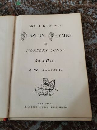 Antique Sheet Music Book Mother Goose Melodies JW Elliott Nursery Songs York 3