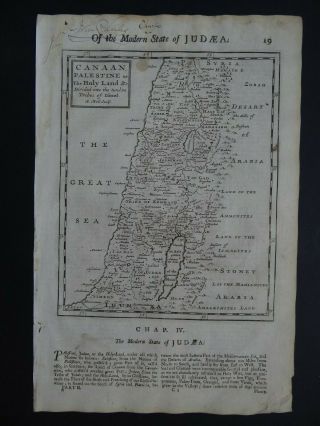 1722 Herman Moll Atlas Map Palestine - Canaan - Holy Land - Israel - Judea