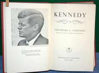 Vintage Book - KENNEDY by Theodore C Sorensen 1965 Harper and Row First Edition 3