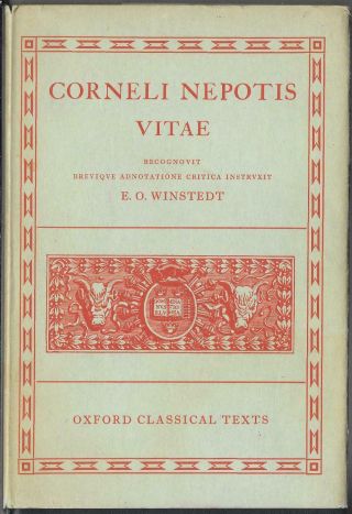 Oxford Classical Text: Vitae By Cornelius Nepos Latin Text